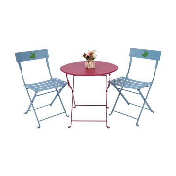 Outdoor kinderset ronde tafel en lattenstoelen